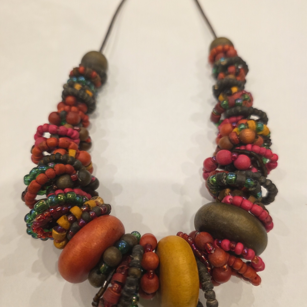 Handcrafted Multicolor Beaded Statement Necklace - image 4